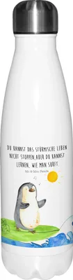 Produktbild von Mr. & Mrs. Panda Trinkflasche Pinguin Surfer - Weiß - Geschenk, Thermos, Optimistisch, trinkflaschen, thermosflaschen, Hawaii, Thermosflasche, Urlaub, Lebensweisheit