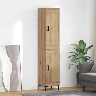 Image de vidaXL Highboard Chêne Artisan 34,5 x 34 x 180 cm Matériau dérivé du bois