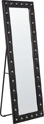 Zdjęcie produktu dla BELIANI Lustro podłogowe czarne  50 x 150 cm ozdobna rama cyrkonie ze stojakiem glamour stojące wiszące do salon sypialni garderoby