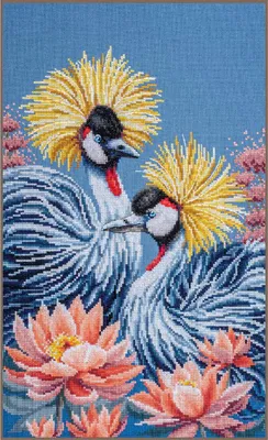 Image de Lanarte Kit de broderie au point de croix "Animals : Kronenkraniche", motif à compter, 28x43cm