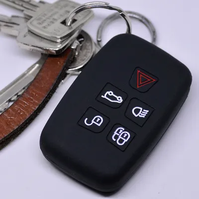 Produktbild von Auto Schlüssel Hülle Silikon Schutz Cover Schwarz kompatibel mit Land Rover Discovery IV Range Rover Sport Evoque 2009-2017 5 Tasten KEYLESS SMARTKEY