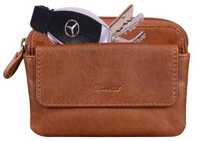Produktbild von Benthill Schlüsseltasche Leder | Schlüsselbörse mit Münzfach| Kleines Schlüsseletui mit Kartenfach | Echt Leder Schüssel-Etui