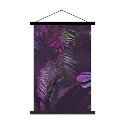 Produktbild von MuchoWow® Textilposter Dschungel - Blätter - Lila - Grün - Jungen - Mädchen - Kinder 40x60 cm mit schwarzem Rahmen - Wanddekorationen