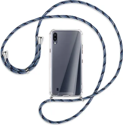 Produktbild von Handykette Backcover-Schutzhülle mit Band (Metall silberfarben) für Samsung Galaxy A10 - Blautöne