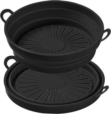 Obrázok produktu pre Silikónová súprava, 2-dielna, čierna, 21 cm, s nepriľnavým povrchom, príslušenstvo k fritéze