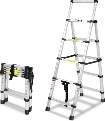 Produktbild von TWOLIIN Teleskopický rebrík Skladací 1,4 m+1,7 m Skladací rebrík Hliníkový protišmykový viacúčelový rebrík Výsuvný A-rám 5+6 priečok Hliníkový rebrík do nosnosti 150 kg