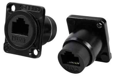 Productafbeelding van 2 x RJ45-stekker Cat6-paneelmontageadapter, ethernetbus naar vrouwelijk, LAN-netwerkkoppeling
