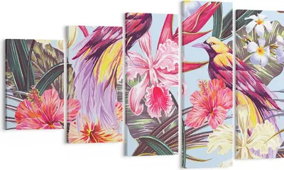 Produktbild von Bild auf Leinwand - Leinwandbild - Blume Vogel Sommer - 100x60cm - Wand Bild - Wanddeko - Leinwanddruck - Bilder - Kunstdruck - Wanddekoration - Leinwand bilder - Wandkunst - EG100x60-3485