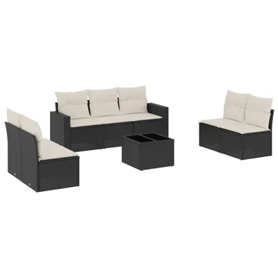 Immagine prodotto di vidaXL Set di divani da giardino a 8 pezzi con cuscini in rattan nero