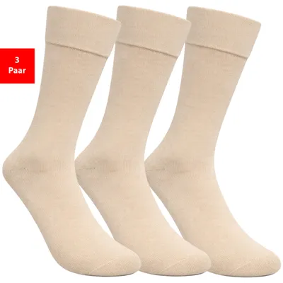 Produktbild von Diabetikersocken Damen & Herren Gesundheitssocken ohne Gummibund & Naht weich druckfrei - Beige 39-42 3 Paar