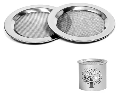 Produktbild von 2 Stück Räuchersiebe aus Edelstahl Ø 10 cm, Hitzebeständige Siebe für Räucherstövchen und Duftlampen, Geeignet für Räucherwerk und Aromaöle