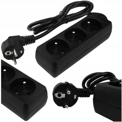 Produktbild von Verlängerungskabel, Mehrfachsteckdose, 3 Steckdosen, 1,5 Meter, schwarz, mit Erdung, 3000W