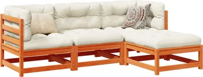 Produktbild von Design 4-tlg. Garten-Sofagarnitur Wachsbraun Massivholz Kiefer, Gartenmöbel-Sets 2024 Neu
