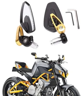 Zdjęcie produktu dla Lusterka motocyklowe, obudowa z aluminium, średnica mocowania 7/8" (22mm), kolor złoty, zestaw 1 para