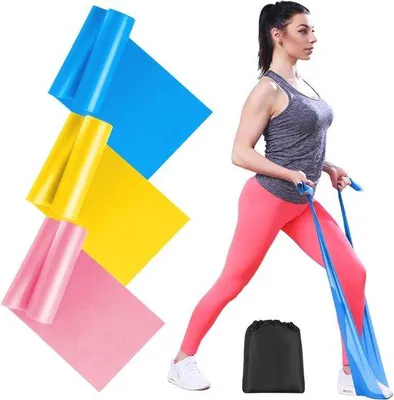 Produktbild von Famanu Fitnessband Set 3 Stück mit Widerstandsniveaus - Gelb, Rot, Blau