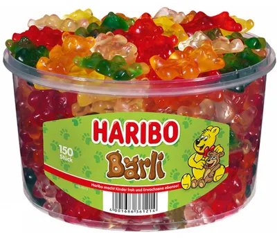 Obrázek produktu pro Haribo Bärli, Tvrdé gumové bonbóny, 1,2 kg, Citrón, Oranžová, Ananas, Raspberry, Strawberry, Vícebarevný, 1459 kJ, 343 kcal