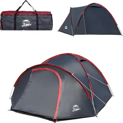 Produktbild von Campingzelt 3–4 Personen –  verdunkelter Innenraum, wasserdicht, doppelwandig | Vorraum, Moskitonetz, Bodenplane, Tragetasche, fluoreszierende Leinen
