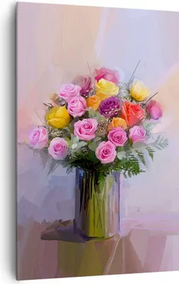 Produktbild von Bild auf Leinwand - Leinwandbild - Einteilig - Blumen Vase Grafiken - 80x120cm - Wand Bild - Wanddeko - Wandbilder - Leinwanddruck - Wanddekoration - Leinwand bilder - Wandbild - PA80x120-4207