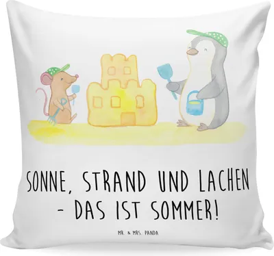 Produktbild von Mr. & Mrs. Panda Kissen 40x40 Sommerfreude - Weiß - Geschenk, Winter, Dekokissen, Herbst, Polster, Strand, Sofa, Natur, Couchkissen, Summer Feelings, kuschelkissen, Vibes