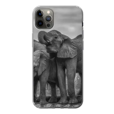 Produktbild von MuchoWow® Handyhülle Schutzhülle Hülle für iPhone 13 Pro Max Elefant - Tiere - Wasser - Schwarz und weiß Silikon Softcase Handy Hülle - Mobiltelefon