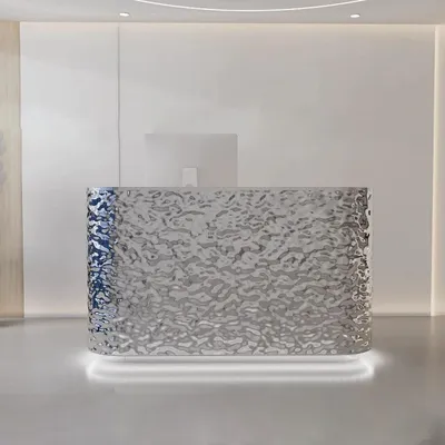 Produktbild von Runde Bartheke  / Kassentresen / Hotel-Empfangstheke / Wasserwellen-Design 200×50×100 cm【YINBOWEN 200】