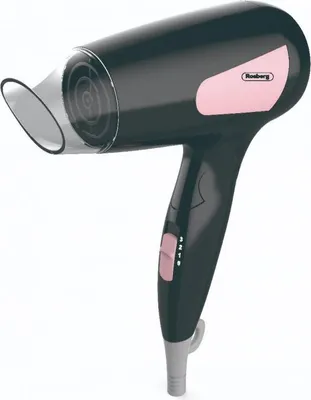 Obrázek produktu pro Cestovní fén Rosberg R51100N, 1200 W, skládací rukojeť, 3 nastavení teploty, černá/růžová