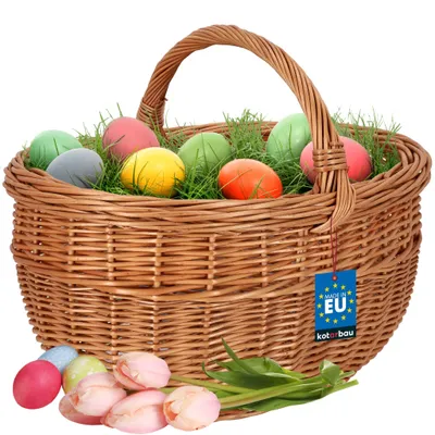 Produktbild von KOTARBAU® Einkaufskorb - Aufbewahrungskorb - Korb Geflochten - 35 x 45 cm - Pilzkorb – Korb für Obst – Picknickkorb – Naturfarbe - Weidenkorb mit Henkel