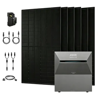 Produktbild von Powerness Balkonkraftwerk mit Speicher, Anker SOLIX Solarbank 3 E2700 Pro und BP2700 Erweiterungsakku & 6x 500W Bifazial Solarmoadel & Smart Meter