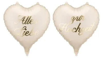 Produktbild von Folienballons in Herzform, "Alles Liebe zur Hochzeit", 45 cm - PartyDeco