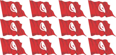 Produktbild von Mini Aufkleber Set - Pack wehend - 50x31mm - selbstklebender Sticker - Tunesien - Flagge / Banner / Standarte fürs Auto, Büro, zu Hause und die Schule - 12 Stück