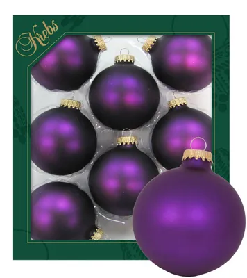 Produktbild von Krebs Glas Lauscha Uni Kugeln Satin Aubergine - Kugeln zum Anhängen - 8 Stück - 7cm - 83309
