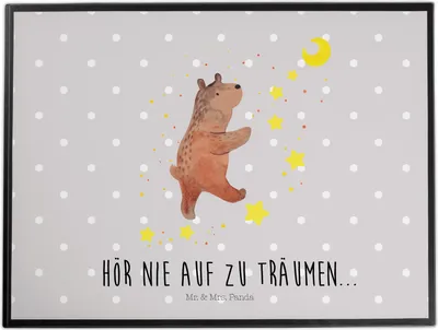 Produktbild von Mr. & Mrs. Panda schreibtischunterlage Bär Träume - Grau Pastell - Geschenk, tischpad, Schreibunterlage, Traumdeutung, schreibtischunterlagen, Teddy, Traum, Träumen