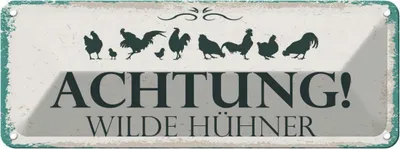 Produktbild von vianmo Blechschild 10x27 cm Achtung Wilde Hühner Tier Haustier