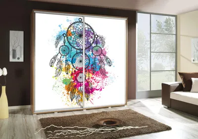 Productafbeelding van Kledingkast GILES: Schuifdeurkledingkast met grafische prints, 205x215 cm