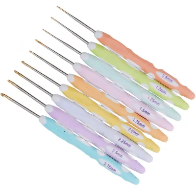 Imagen del producto de Juego de agujas de ganchillo ergonómicas, de 0,8 a 2,75 mm, para trabajos de manualidades