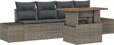 Imagen del producto de Conjunto de sofás de jardín 5 uds. Gris y marrón