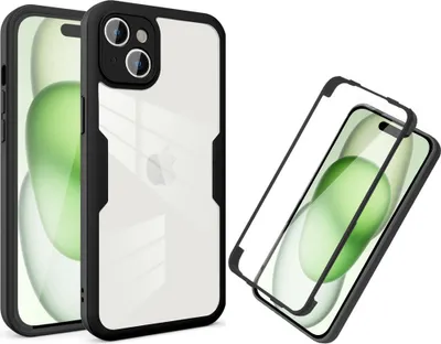 Image de Coque pour iPhone 15, protection complète à 360° avec protecteur d'écran intégré Noir