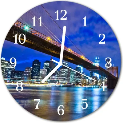 Produktbild von Glasuhr Wanduhr Küchenuhr Echt-Glas 30fi cm Brücke blau