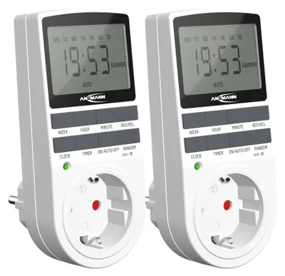 Produktbild von ANSMANN 2x digitale Wochenzeitschaltuhr, LCD-Display 3680W, 10 Schaltzeiteiten