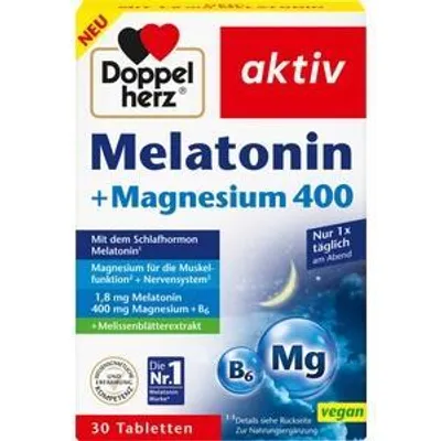 Produktbild von DOPPELHERZ Melatonin+Magnesium 400 Tabletten, 30 St.