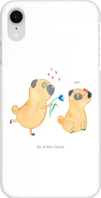 Produktbild von Mr. & Mrs. Panda Iphone XR Handyhülle Mops Verliebt - Weiß - Geschenk, Liebe, Knuffig, Premium Kunststoff, Hund, Handy Case, Partner, Sprüche