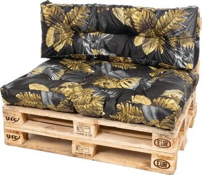 Produktbild von TexDeko Garden Palettenkissen 120x80x18cm wasserabweisend gesteppt Sitzauflage für Europaletten, UV-beständig (2-TLG Set, Blume)