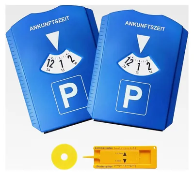 Produktbild von Parkscheibe mit Eiskratzer, Einkaufschip und Reifenmesser (2 Stück)