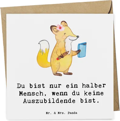 Produktbild von Mr. & Mrs. Panda Glückwunschkarte Auszubildende Herz - Weiß - Geschenk, Abschlussprüfung, doppelkarte, Azubine, Klappkarte, Grußkarte, Lustig, anlasskarte, Spruch