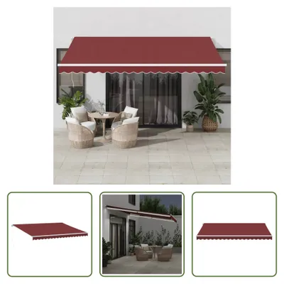 Produktbild von The Living Store Markise Manuell mit LED Weinrot 450x350 cm