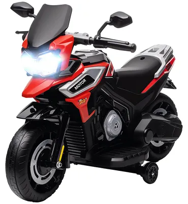 Produktbild von AIYAPLAY Elektro Motorrad Kinder 6V Elektromotorrad mit 2 Hilfsrädern, Rot