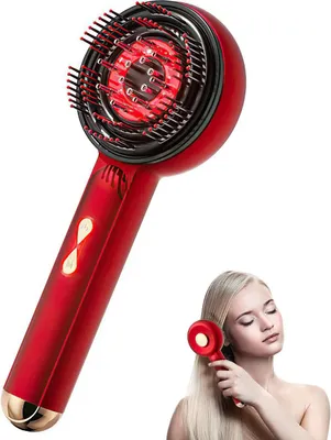 Produktbild von Elektrische Kopfhaut-Massagebürste mit Rotlicht 660nm, EMS Haaröl-Applikator, Multifunktionaler Infusionskamm für gesunde Haare, rot, ABS+Silikon, 5W