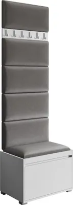 Produktbild von MIRJAN24 Garderoben-Set Grawis 60, Schuhschrank und Kleiderhakenbrett, 6 Stück gepolsterte Wandpaneele 60x30 (Weiß + Manila 16)