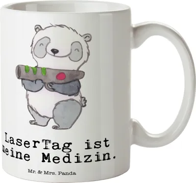 Produktbild von Mr. & Mrs. Panda haferl Panda LaserTag - Weiß - Geschenk, Lasergame Zentrum, Teetasse, Tasse, Kaffeebecher, Becher, Keramiktasse, Bedruckte