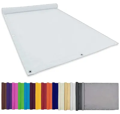 Image de Voile d'ombrage de 5,5 x 6,5 mètres, résistant aux intempéries, avec protection UV et filet de protection solaire, de couleur blanche, incluant des cordes de fixation pour jardin, balcon ou terrasse